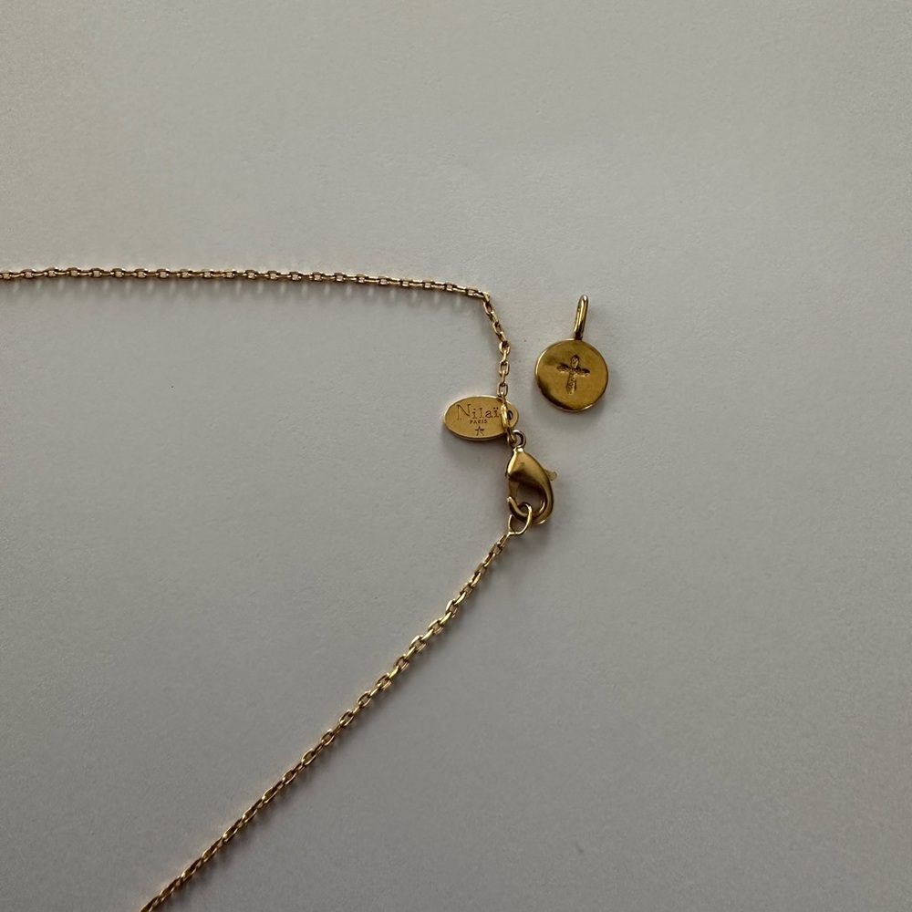 Nilai Paris Initial Necklace Charm in Gold